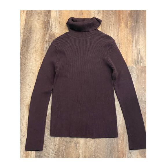 United States Sweaters Med chocolate brown ribbed turtle neck 100% Cotton - Picture 1 of 8